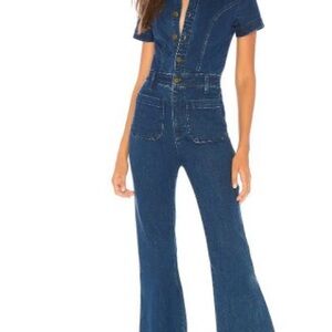 Wysteria Lane Denim Flare Jumpsuit